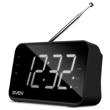 Радиоприемник Sven SRP-100 RMS 2W FM, USB type-C, дисплей, часы, питание от аккумулятора, черный